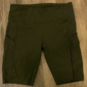 Lululemon biker shorts, dark green fast and free high rise 10”, size 12